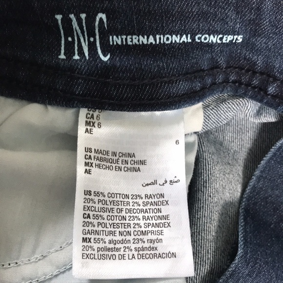 INC Embellished Indigo Skinny Leg Jeans Size 6 - Picture 10 of 10